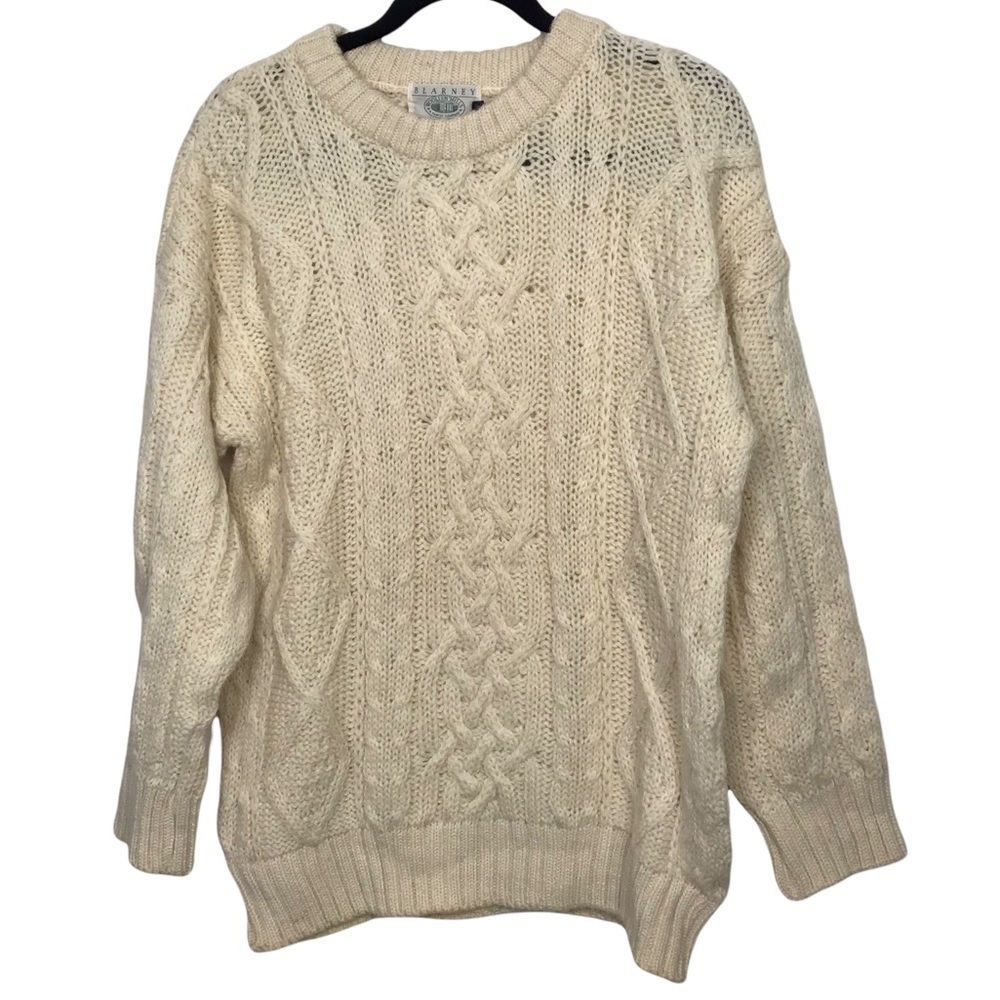 Cream Cable Knit Crew Neck Sweater